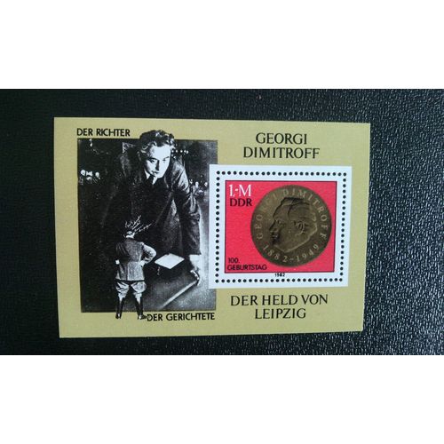 Timbre Allemagne - République Démocratique (Ddr) ( Yt Bf 66 ) 1982 Georgi M. Dimitrow (1882-1949)