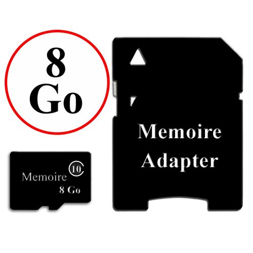 Carte Mémoire au format Micro-SD 8 Go classe 10 + Adaptateur