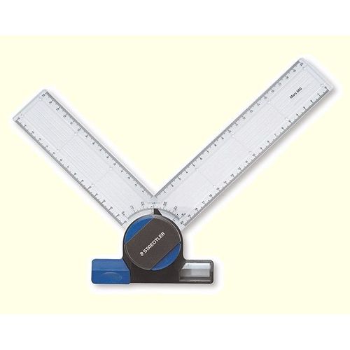 Equerre Staedtler 660 20 Pivotante Tracage Dessin Technique Plan Architecte Regle Gradue Articule Rapporteur 90° Doubles Graduations Inversées Course Libre Arrêt Angle Dimétric Traits Parallèle Lignes