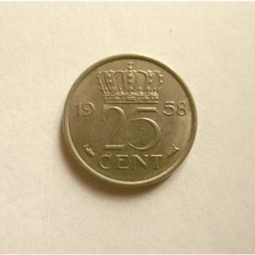 Pièce 25 Cent Pays Bas 1958