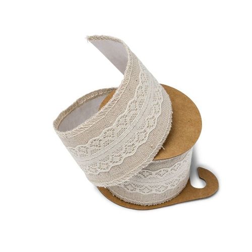 Ruban Lin Adhésif Dentelle Ivoire 5 Cm X 2 M