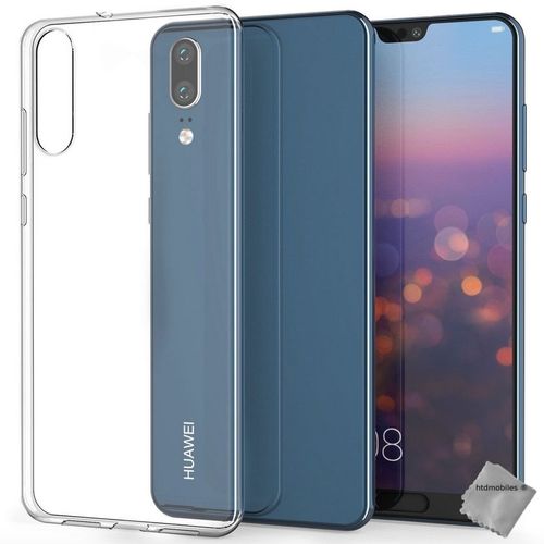 Housse Etui Coque Silicone Gel Fine Huawei P20 + Verre Trempe Transparent Tpu
