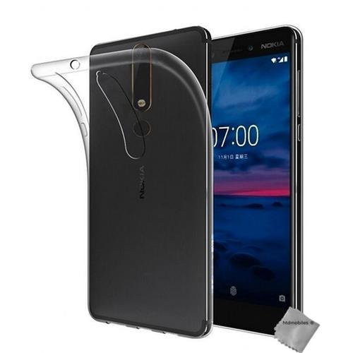 Housse Etui Coque Silicone Gel Fine Nokia 6.1 (2018) + Film Ecran Transparent Tpu