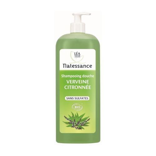Natessance Shampoing Douche Verveine Citronee Bio - 1 L - 100% Vegetale - Sans Sulfates 
