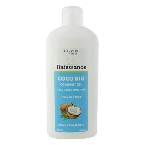 Natessance Huile De Coco Bio -100 Ml - 100% Pure - Pression A Froid - Sans Additif 