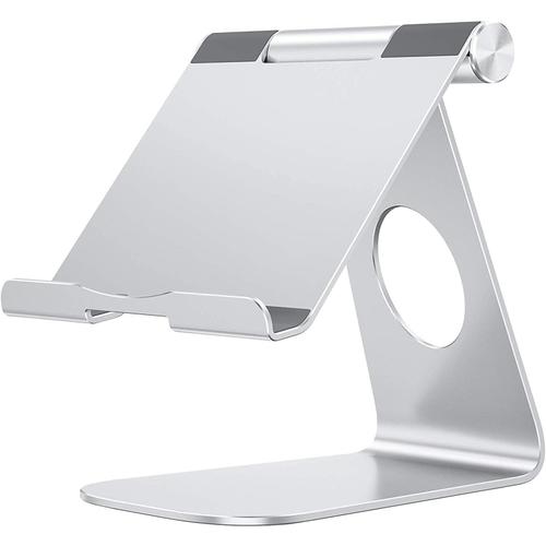 Support de tablette, support de tablette réglable, station d'accueil minimaliste en aluminium compatible avec iPad 10.2/9.7, iPad Pro 12.9/10.5, iPad Air 5/Mini 6, Samsung Tablet, etc. Argent