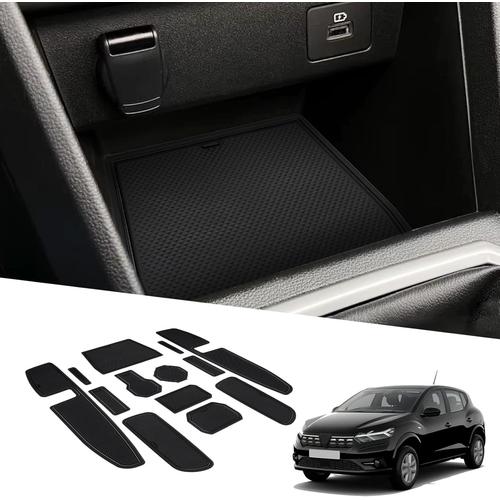 Tapis Antidérapant Compatible Avec Dacia Sandero Iii Stepway Iii Crossover Console Centrale, Accoudoir En Caoutchouc, Tapis Porte-Gobelet, Lance De Commande, Couture De Porte Antidérapante