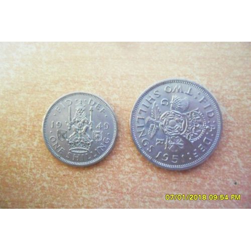 Lot De 2 Monnaies Autrichienne De 1 Et 2 Shilling En Ttb+(1949 Et 1951)