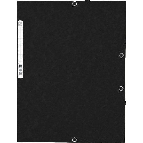 Exacompta 55301e Chemise À 3 Rabats Avec Élastique 4,5/10ème Étiquette Au Dos Noir Carte Lustrée Lot De 10