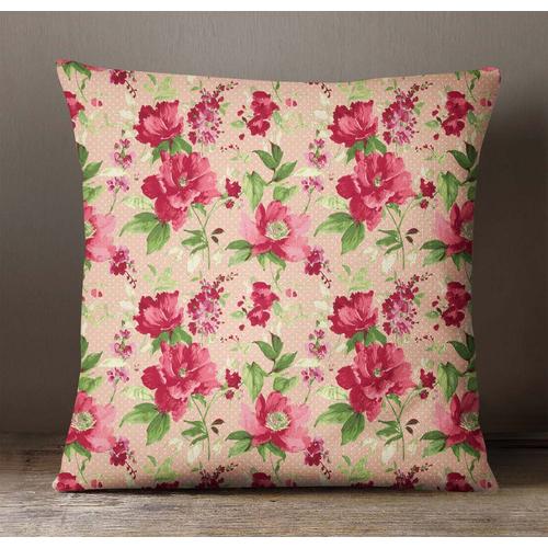 S4sassy Oreiller Imprimé Floral Housse Décorative Throw Oreillers Carrés Coussin Indien, Peach