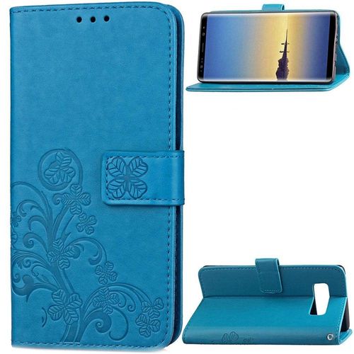 Samsung Galaxy Note 8 Coque, Saturcase Lucky Clover Pu Cuir Magnétique Flip Portefeuille Support Porte-Carte Protecteur Cover Case Avec Dragonne Coque Housse Étui Pour Samsung Galaxy Note 8 (Bleu)
