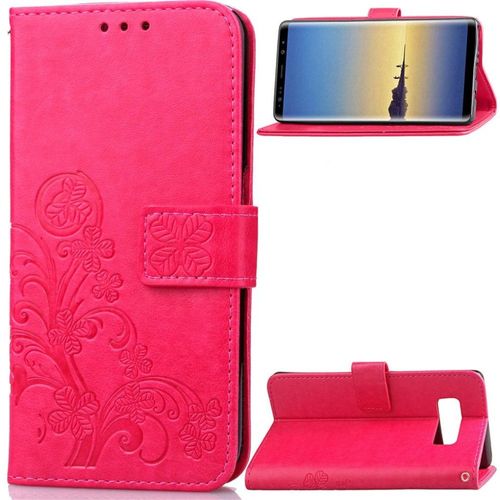 Samsung Galaxy Note 8 Coque, Saturcase Lucky Clover Pu Cuir Magnétique Flip Portefeuille Support Porte-Carte Protecteur Cover Case Avec Dragonne Coque Housse Étui Pour Samsung Galaxy Note 8 (Rose)