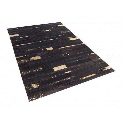 Tapis Marron Et Doré En Peau De Vache 140 X 200 Cm Artvin