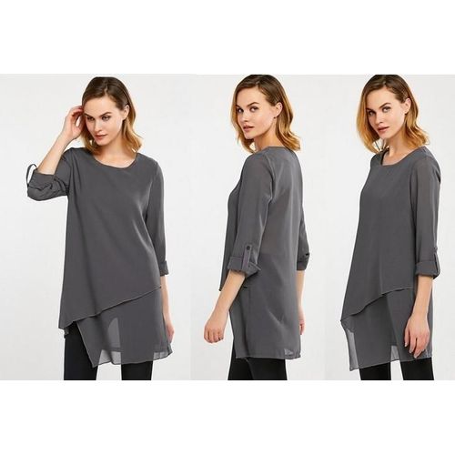 T-Shirt/Top Asymétrique Gris Voile T38/40