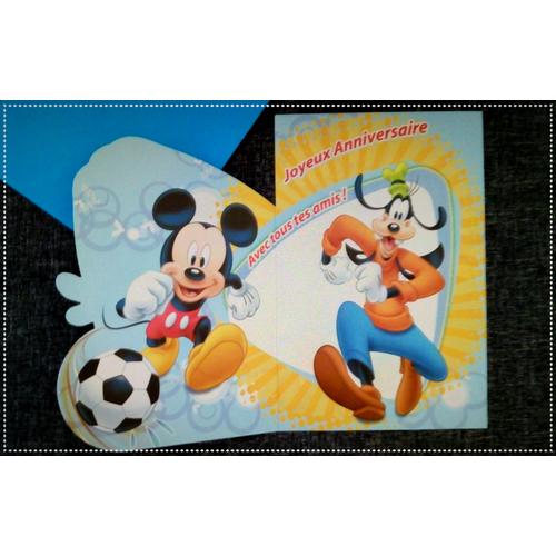 Carte Postale D Anniversaire Neuve Disney Mickey Mouse Joyeux Anniversaire Originale Decoupe Arrondie Carte De Fete Anniversaire Enfant Ballon De Foot Football Enveloppe Bleue Fournie Rakuten