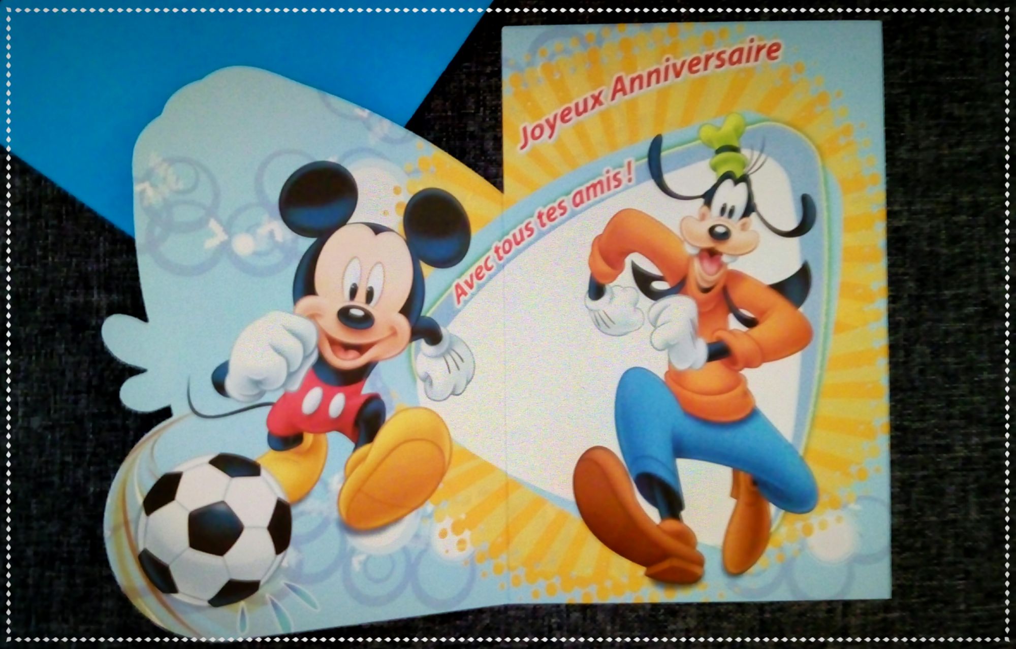 Carte Postale D Anniversaire Neuve Disney Mickey Mouse Joyeux Anniversaire Originale Decoupe Arrondie Carte De Fete Anniversaire Enfant Ballon De Foot Football Enveloppe Bleue Fournie Rakuten