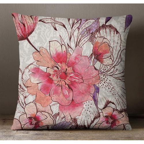 S4sassy Décoratif Taie Coussin Carré Sofa Imprimé Floral-Rose