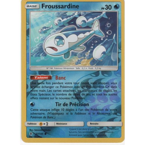 Carte Pokémon 37/145 Froussardine 30 Pv - Reverse Sl2 - Soleil Et Lune - Gardiens Ascendants Neuf Fr