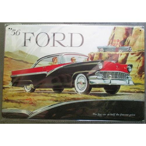 Plaque Ford 1956 Noir Rouge Tole Deco Garage Voiture 50 S