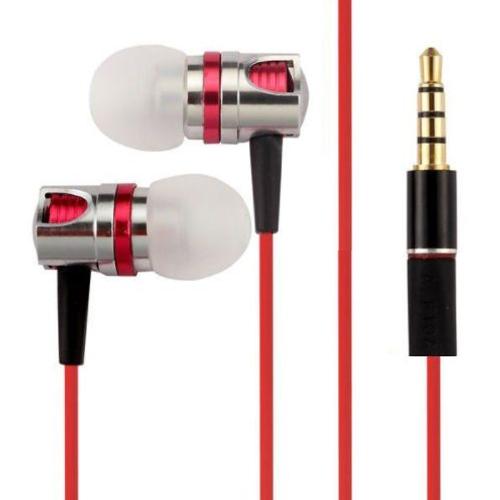 Ecouteurs Intra Auriculaire Wallytech Câble Plat Rouge Pour Iphone, Ipod, Samsung Prise Jack 3,5 Mm