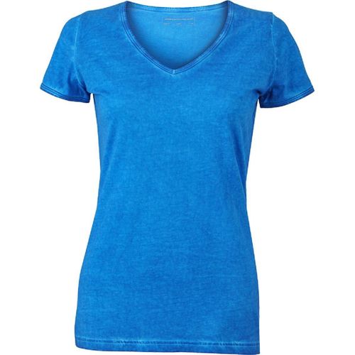 T-Shirt Style Boh?Mien Col V Femme Jn975 - Bleu Atlantique