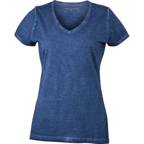 T-Shirt Style Boh?Mien Col V Femme Jn975 - Bleu Denim