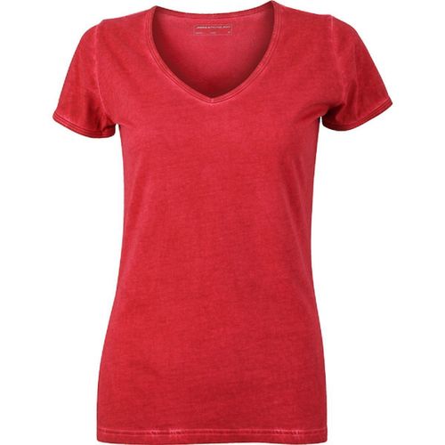 T-Shirt Style Boh?Mien Col V Femme Jn975 - Rouge Chili
