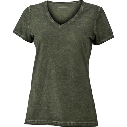 T-Shirt Style Boh?Mien Col V Femme Jn975 - Vert Olivac?