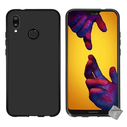 Housse Etui Coque Pochette Silicone Gel Fine Pour Huawei P20 Lite + Verre Trempe - Noir