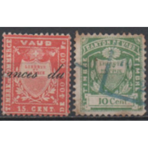 Suisse: Lot De 2 Timbres Fiscaux Du Canton De Vaud.