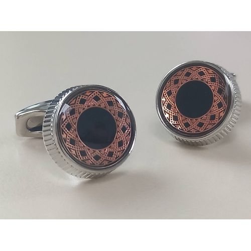 Boutons De Manchettes Disque De Couleurs Argentée Noire Et Cuivre Pour De L'élégance