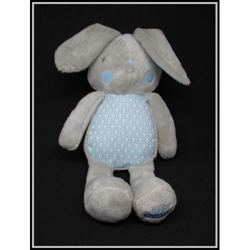 Lapin Gris Bleu Tous Doux Doudou Bébé  Klorane 35cm