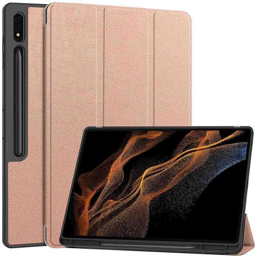 Juste De Tablette Magnétique En Cuir Tpu Avec Fente Pour Stylo Support À Rabat Lointain Mince Léger Samsung Galaxy Tab S9 Ultra 14.6 Pouces