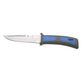 Couteau De Plongée Third 15481a Avec Lame En Acier De 11,4 Cm, Manche En Abs Bleu, Étui En Abs Bleu Et Bandes Élastiques Pour Fixation.