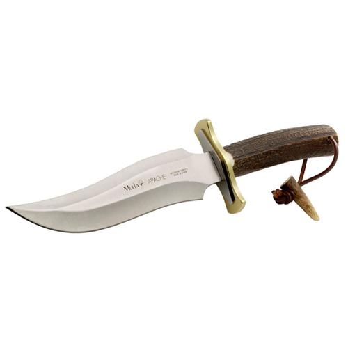 Couteau De Chasse Apache Muela Avec Poignée Bois Et Laiton, Mova Lame 19 Cm, Poids 470 Grammes + Carte Cadeau Multi-Usages