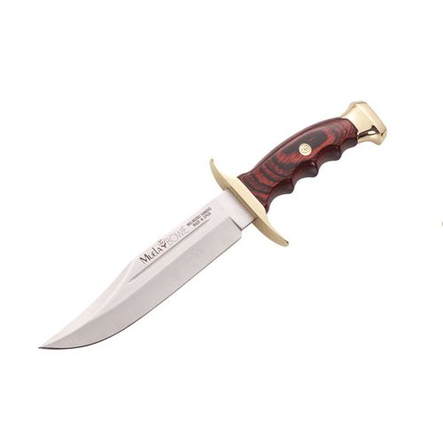 Couteau De Chasse Bowie Muela Bw-18, 400g De Poids, Manche En Bois Et Laiton Pressé Corail Carte Cadeau Multi-Usages +