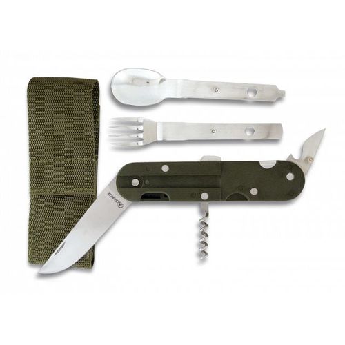 Polyvalent Albainox Pour Le Camping En Acier Inoxydable Et Mango Abs 9 Cm Comprend Fourchette, Cuillère, Couteau, Tire-Bouchon Et Ouvre-Bouchon 11018