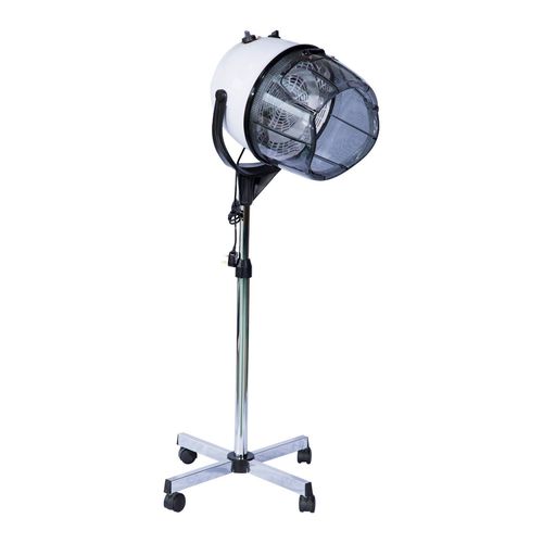Sèche-cheveux professionnel sur pied casque séchoir pro. 1100 W grand confort hauteur réglable minuterie 60 min. 65L x 65l x 115-165H cm blanc noir