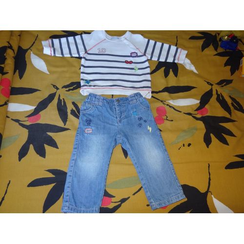 Sweat &#43 Jean Vertbaudet Coton 12 Mois