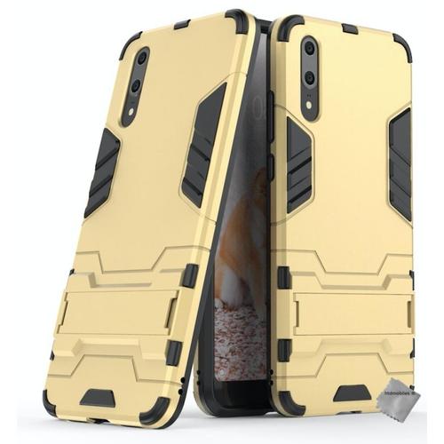 Housse Etui Coque Rigide Anti Choc Pour Huawei P20 + Film Ecran - Or