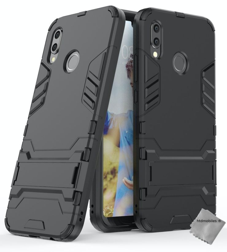 Housse Etui Coque Rigide Anti Choc Pour Huawei P20 Lite + Verre Trempe - Noir