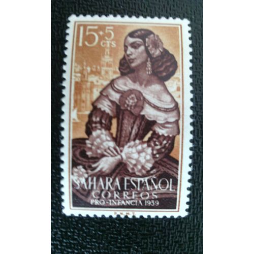 Timbre Sahara Espagnol Yt 144 1959 Pour Les Jeunes - Lope De Vega