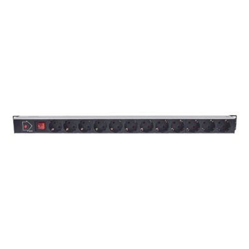 Intellinet Vertical Rackmount 12-Way Power Strip - German Type, With On/Off Switch and Overload Protection, 1.6m Power Cord - Coupe-circuit (rack-montable) - CA 250 V - entrée : CEE 7/4 -...