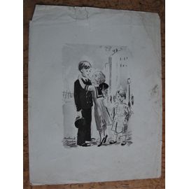 Gravure Ancienne Vers 1940 Scène Enfants D'après Roland Coudon