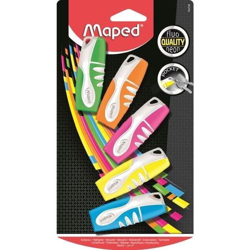 Maped Pochette De 5 Surligneurs Peps Fluo - Couleur Assorties