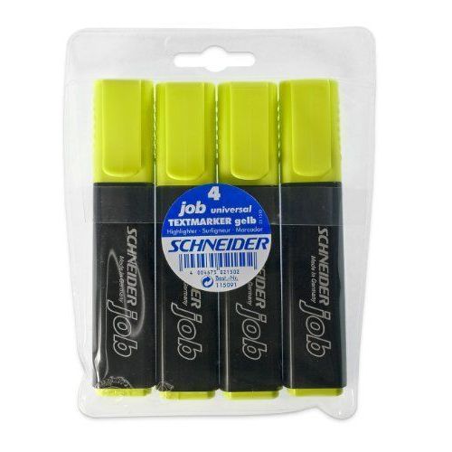 Schneider - 115091 - Pochette De 4 Surligneurs - Jaune