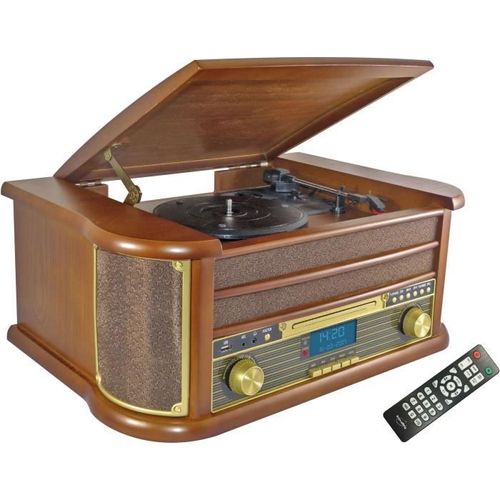 INOVALLEY RETRO29-E Chaîne Hifi vinyle style rétro Bluetooth - Lecteur CD / K7 Audio / FM / USB