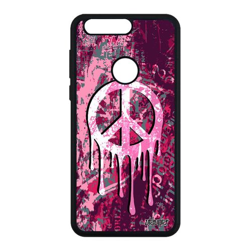 Coque Silicone Peace And Love Honor 8 Paix Et Amour Souple Rose Hippie Peinture