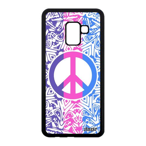 Coque Peace And Love Pour Samsung A8 2018 Silicone Alu Rasta Symbole Rose Samsung Galaxy A8 2018