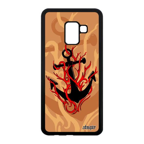 Coque A8 2018 Silicone Ancre Mobile Feu Artistique Beige Metal En Samsung Galaxy A8 2018